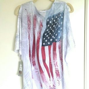 Jess and Jane USA flag cold shoulder blouse